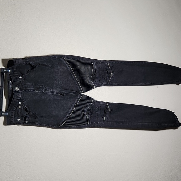Pacsun Jeans Mens Size 32 Denim Distressed Distroyed Holes Ripped Black Skinny - Picture 1 of 16